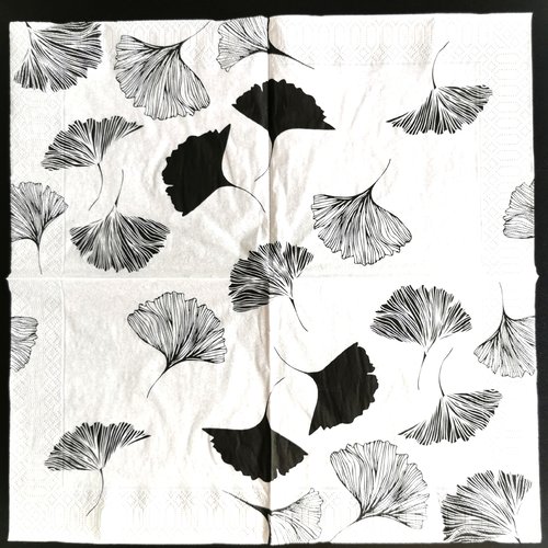 Serviette papier/napkin  "feuilles de ginkgo biloba""