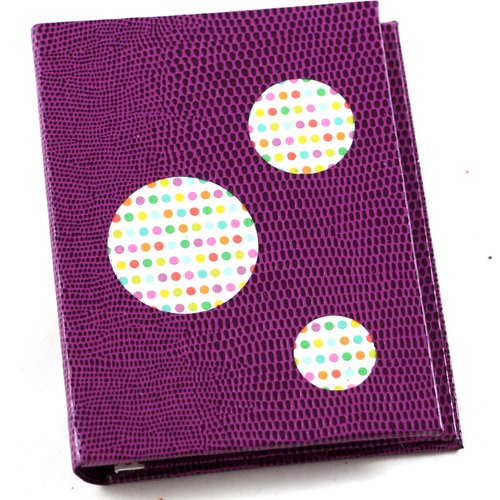 Porte cartes de fidélité en cartonnage recouvert de simili cuir violet
