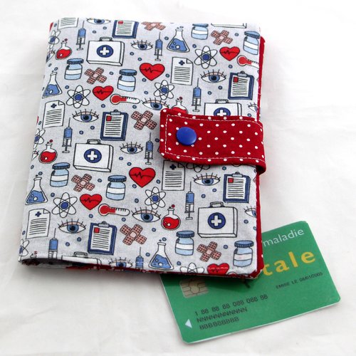 Pochette médicale,étui rangement papiers santé, papier ordonnances ,ordonnancier, carte vitale, santé, pharmacie