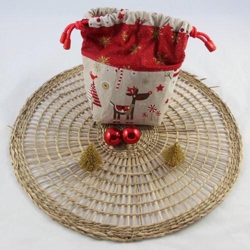 Sac pochon de noël, sac noël, sac, pochon,