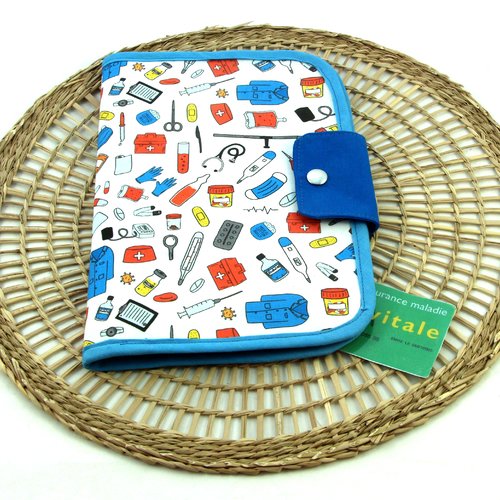Pochette médicale,étui rangement papiers santé, papier ordonnances ,ordonnancier, carte vitale, santé, pharmacie