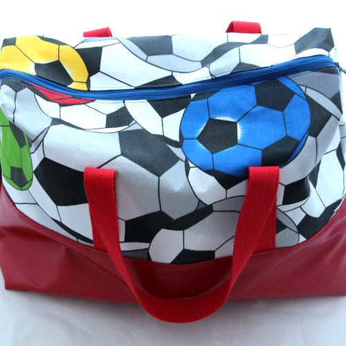 Sac de voyage motif ballons de football, sac week-end