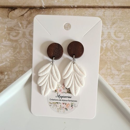 Boucles d'oreille femme en pâte polymère et acier inoxydable marine