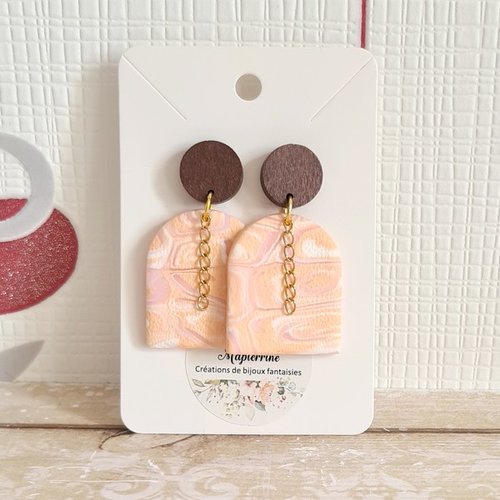 Boucles d'oreille femme en pâte polymère et acier inoxydable caroline