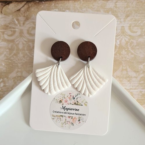 Boucles d'oreille femme en pâte polymère et acier inoxydable marine