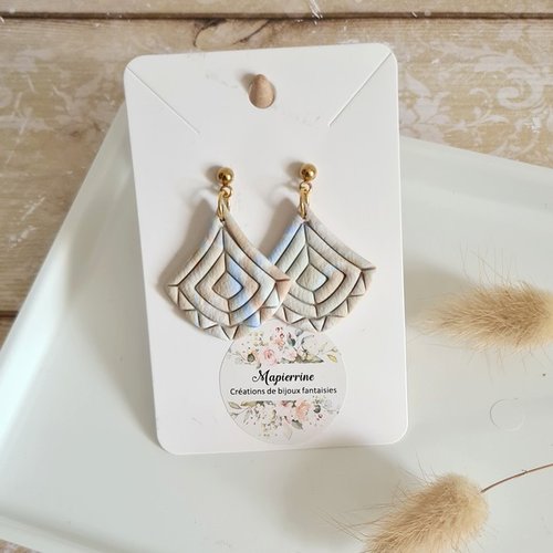 Boucles d'oreille femme en pâte polymère et acier inoxydable maryse