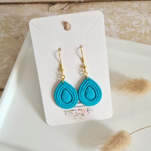 Boucles d'oreille femme en pâte polymère et acier inoxydable maryse