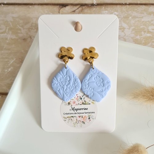 Boucles d'oreille femme en pâte polymère et acier inoxydable christine