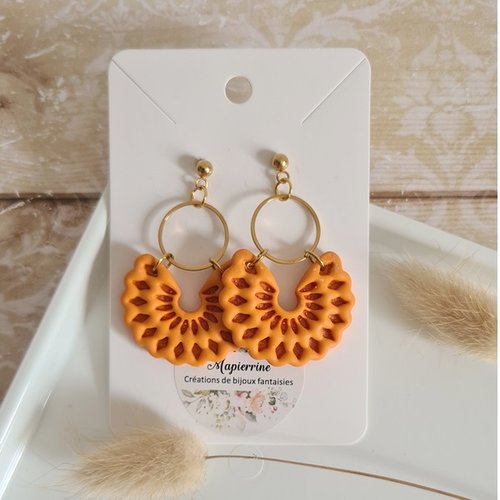 Boucles d'oreille femme en pâte polymère et acier inoxydable louise