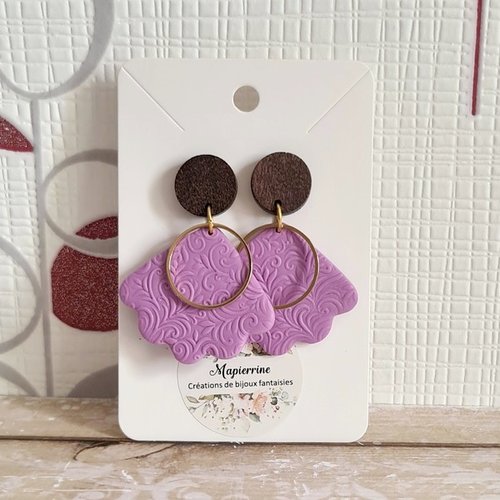 Boucles d'oreille femme en pâte polymère et acier inoxydable mathilde
