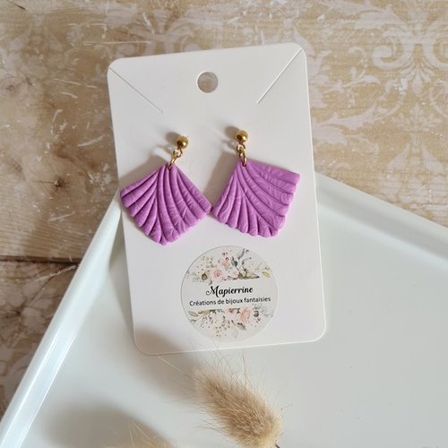 Boucles d'oreille femme en pâte polymère et acier inoxydable cecile