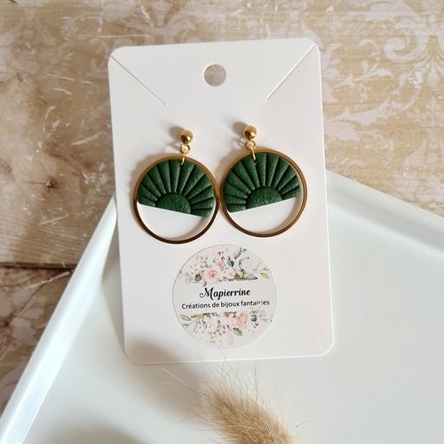 Boucles d'oreille femme en pâte polymère et acier inoxydable emeline
