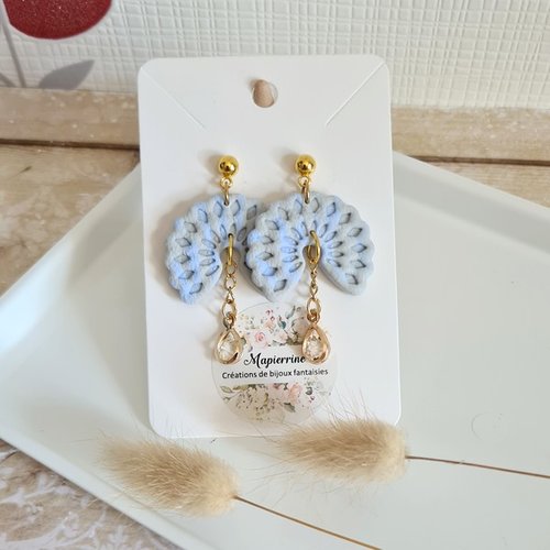 Boucles d'oreille femme en pâte polymère et acier inoxydable elisabeth