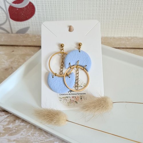 Boucles d'oreille femme en pâte polymère et acier inoxydable aude