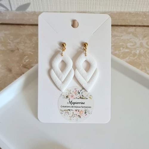 Boucles d'oreille femme en pâte polymère et acier inoxydable roselyne