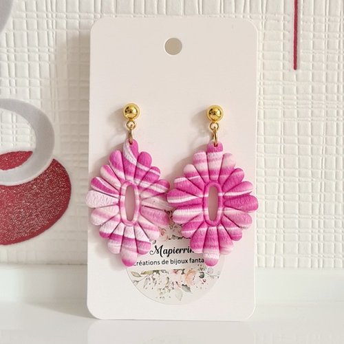 Boucles d'oreille femme en pâte polymère et acier inoxydable sabine