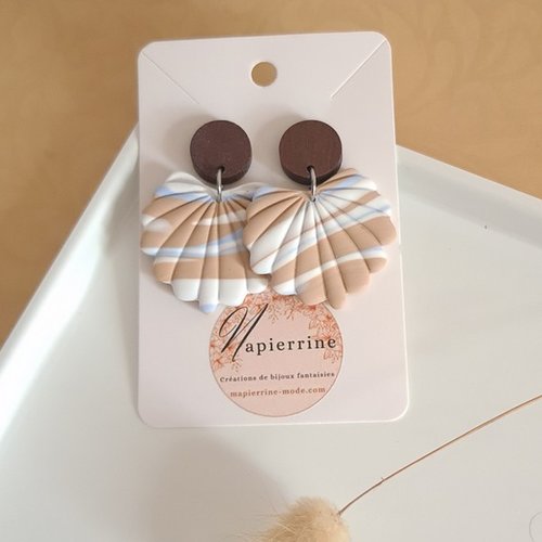 Boucles d'oreille femme en pâte polymère et acier inoxydable barbara