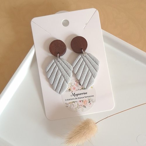 Boucles d'oreille femme en pâte polymère et acier inoxydable constance