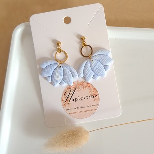 Boucles d'oreille femme en pâte polymère et acier inoxydable agnes