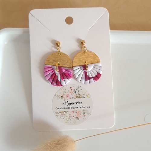 Boucles d'oreille femme en pâte polymère et acier inoxydable ella