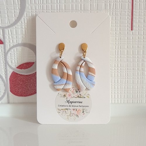 Boucles d'oreille femme en pâte polymère et acier inoxydable penelope