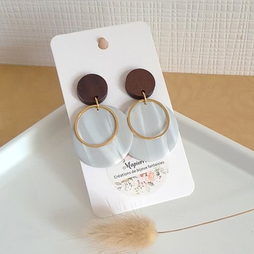 Boucles d'oreille femme en pâte polymère et acier inoxydable charlotte