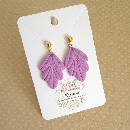 Boucles d'oreille femme en pâte polymère et acier inoxydable jasmine