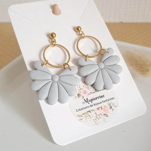 Boucles d'oreille femme en pâte polymère et acier inoxydable madeleine