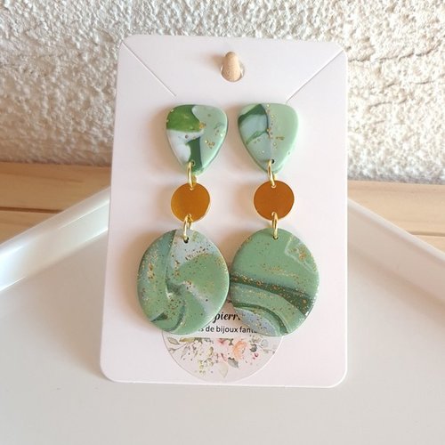 Boucles d'oreille femme en pâte polymère et acier inoxydable amelie