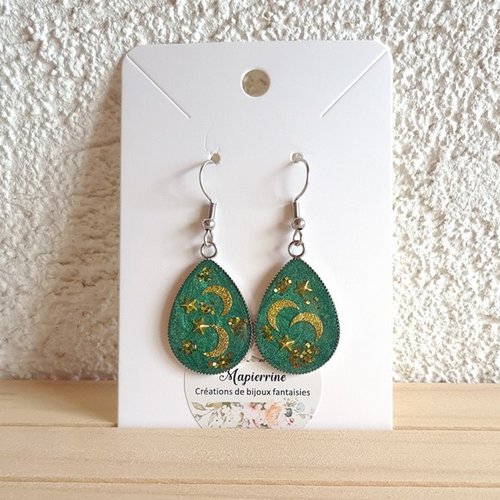 Boucles d'oreille femme en pâte polymère et acier inoxydable sidonie