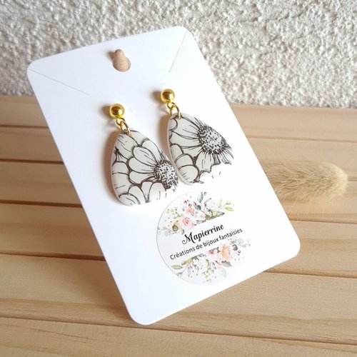 Boucles d'oreille femme en pâte polymère et acier inoxydable ylda