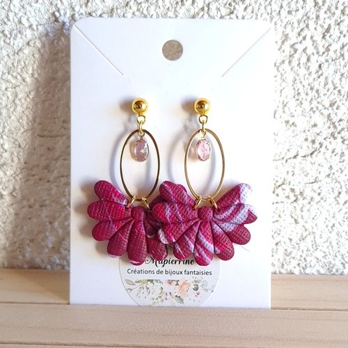 Boucles d'oreille femme en pâte polymère et acier inoxydable rosalie