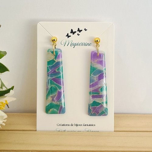 Boucles d’oreille pâte polymère femme acier inoxydable bijoux faits main en france collection linda boucles artisanales a