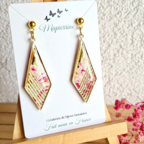 Boucles d’oreilles artisanales en pâte polymère élégance marbrée dorée