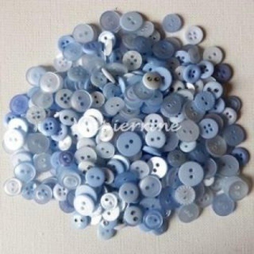 100 boutons en mélange 0,8 - 1,1 cm couture scrapbooking bleu