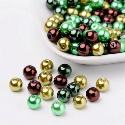 Lot de perles Nacrées en verre 4-12mm Mix Jaune Aurore 100g 