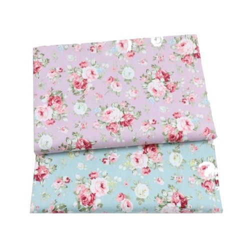 Lot de 2 coupons tissu patchwork coton couture 50 x 80 cm fleur rose