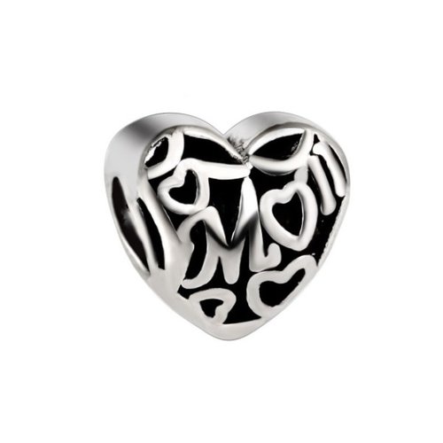 2 perles européenne charm métal argenté coeur