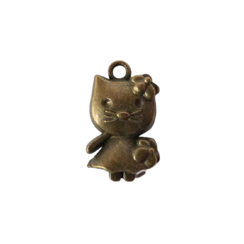 4 breloques fabrication bijoux couleur bronze 2.2 x 1.4 cm petit chat