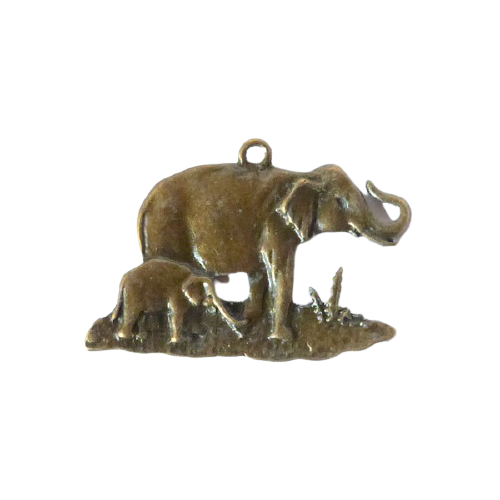 2 breloques fabrication bijoux couleur bronze 3.8 x 2.6 cm elephant d