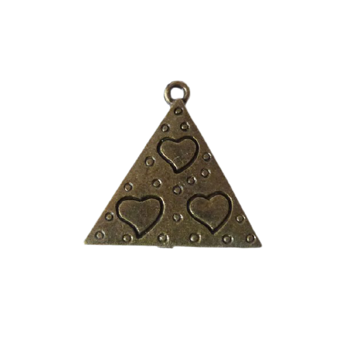 2 breloques fabrication bijoux couleur bronze 2.6 x 2.8 cm triangle coeur