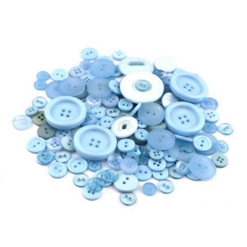 100 boutons en mélange 8 à 30 mm cm couture scrapbooking bleu clair