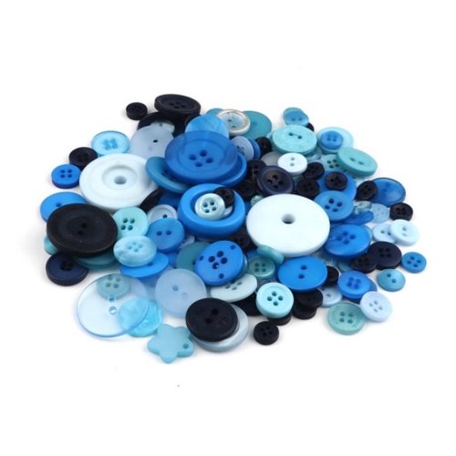 100 boutons en mélange 8 à 30 mm cm couture scrapbooking bleu mix