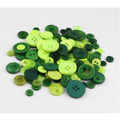 100 boutons en mélange 8 à 30 mm cm couture scrapbooking vert mix