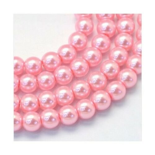100 perles ronde en verre nacré fabrication bijoux 4 mm rose