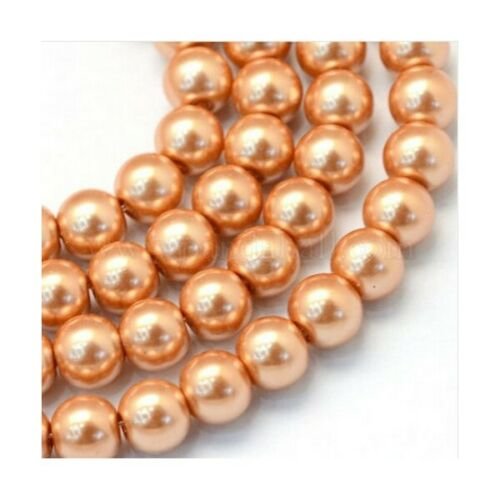 100 perles ronde en verre nacré fabrication bijoux 4 mm saumon