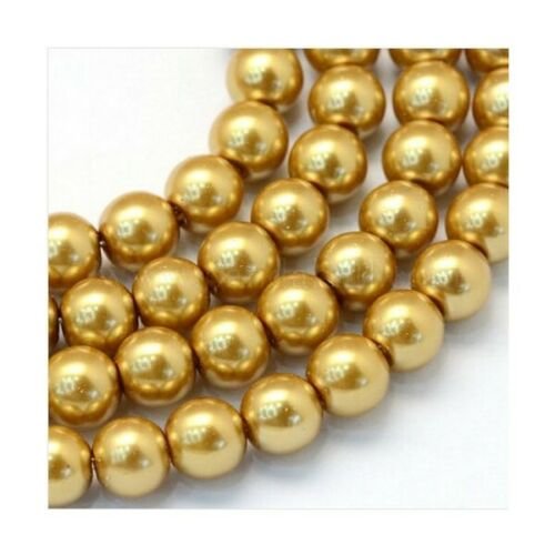 100 perles ronde en verre nacré fabrication bijoux 4 mm dore