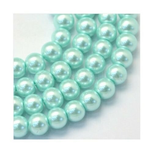 100 perles ronde en verre nacré fabrication bijoux 4 mm bleu clair