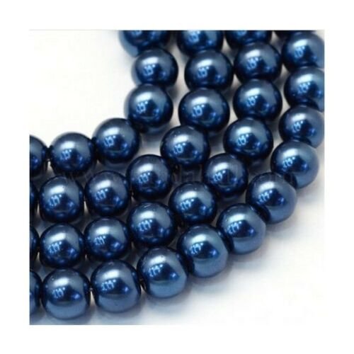 100 perles ronde en verre nacré fabrication bijoux 4 mm bleu fonce