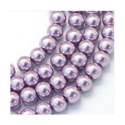 100 perles ronde en verre nacré fabrication bijoux 4 mm mauve